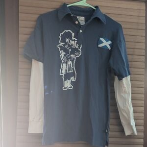 Kids Long Sleeve Blue Shirt with Scottish Design